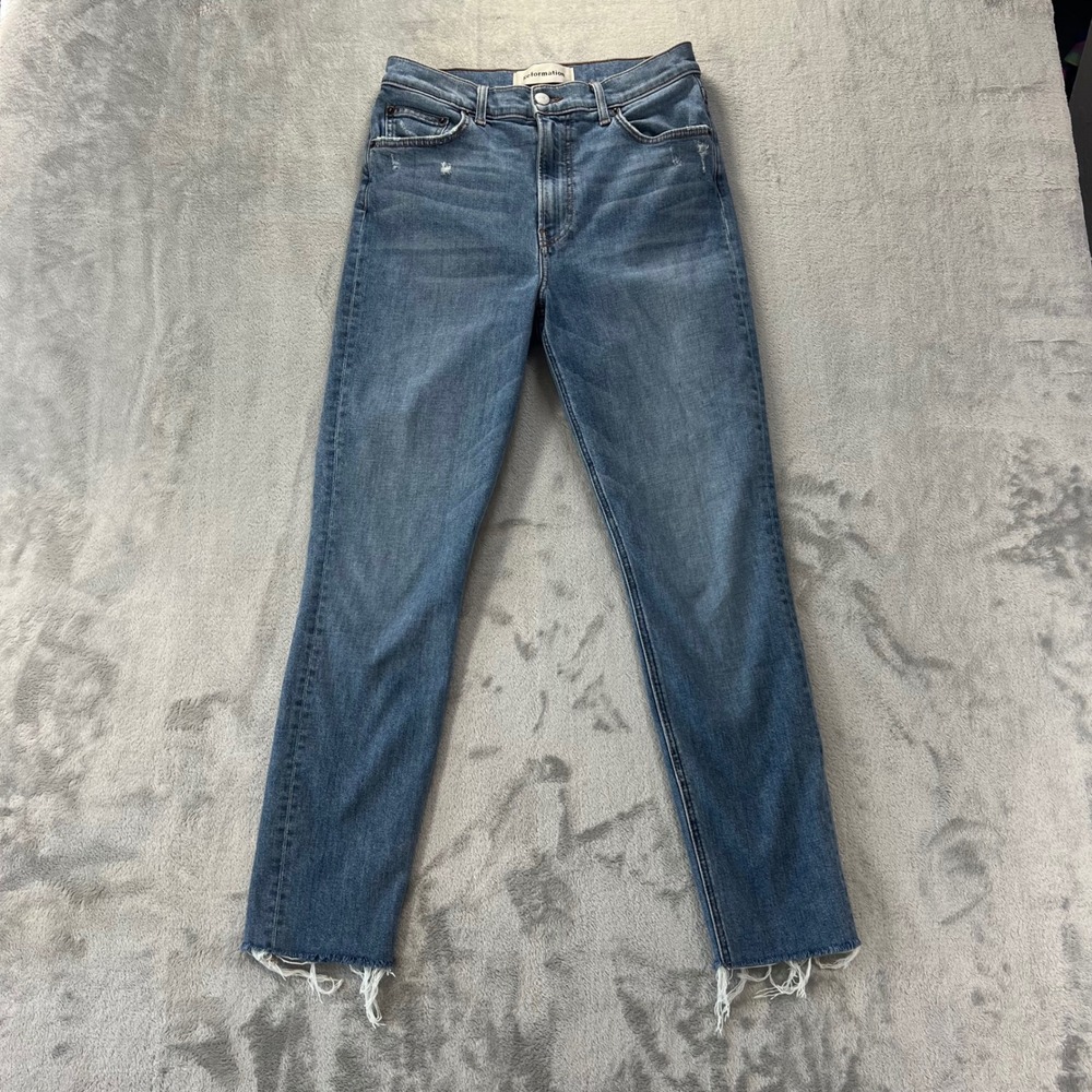 REFORMATION‎ High Skinny Crop Womens 28 Catalina Blue Raw Hem Jeans